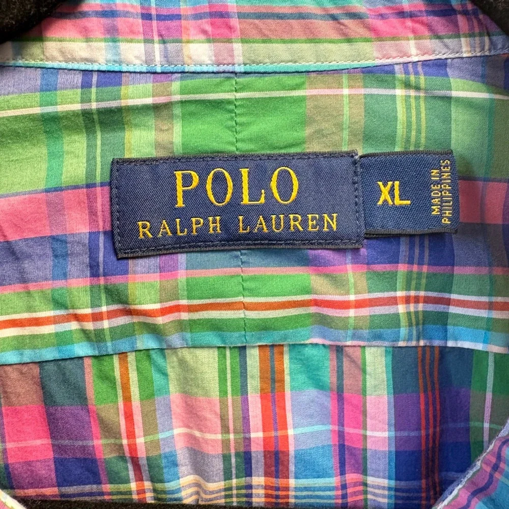 Polo‎ Ralph Lauren Plaid Button Down Shirt Men Sz XL Multi Colorful Cotton